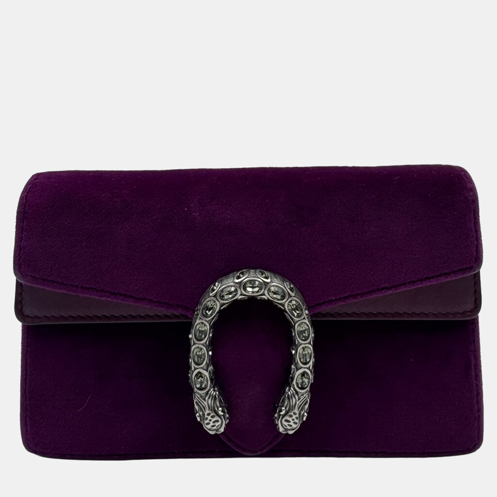 Gucci Purple Velvet And Leather Super Mini Dionysus Shoulder Bag Gucci Purple Velvet And Leather Super Mini Dionysus Shoulder Bag