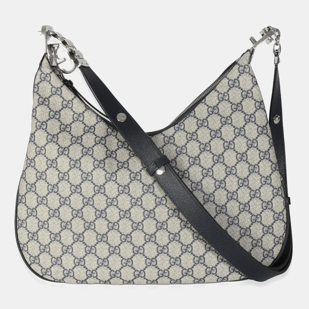 Gucci Navy GG Supreme Large Attache Shoulder Bag Gucci Navy GG Supreme Large Attache Shoulder Bag