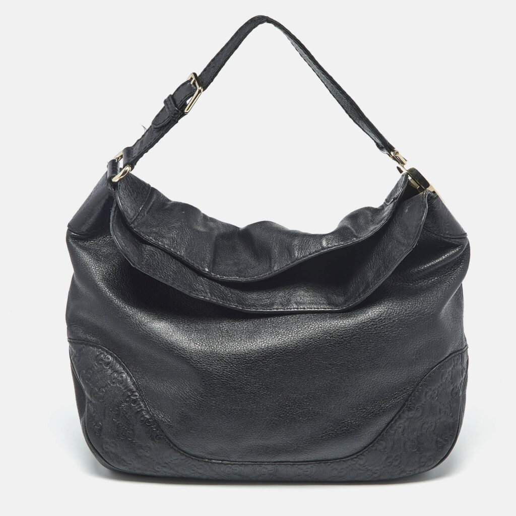 Gucci Black Leather Guccissima Detail Charlotte Hobo Gucci Black Leather Guccissima Detail Charlotte Hobo