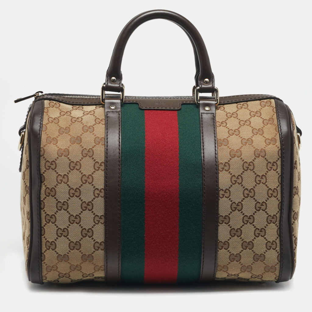 Gucci Beige/Brown GG Canvas and Leather Medium Vintage Web Boston Bag Gucci Beige/Brown GG Canvas and Leather Medium Vintage Web Boston Bag