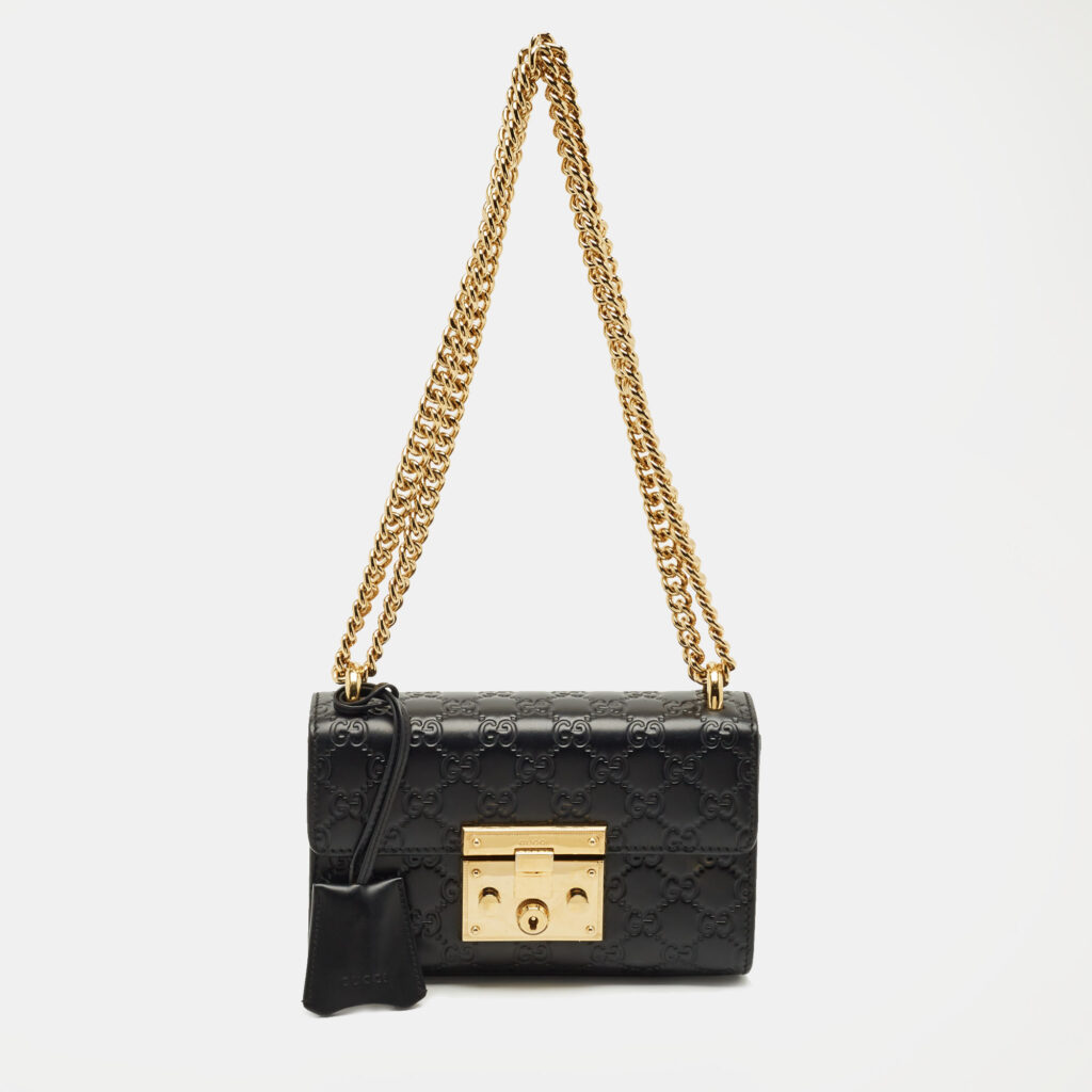 Gucci Black Guccissima Leather Small Padlock Shoulder Bag Gucci Black Guccissima Leather Small Padlock Shoulder Bag