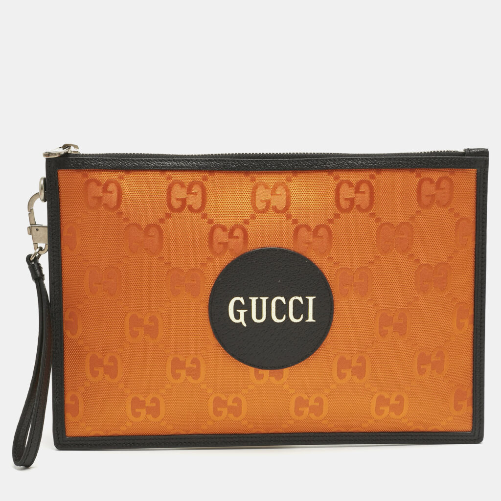 luxury-women-gucci-used-handbags-p1216905-004-1.jpg Gucci Orange Jumbo GG Nylon Off The Grid Clutch