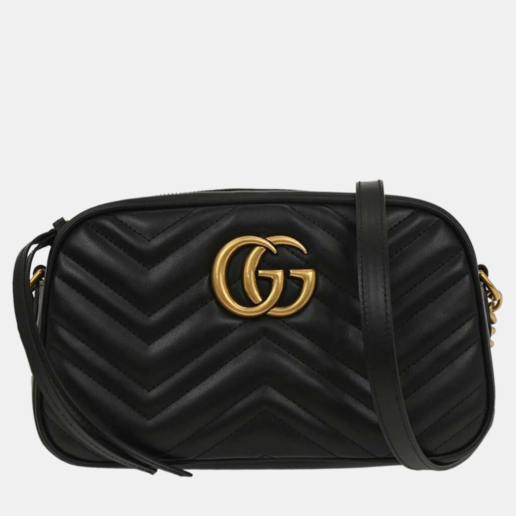 luxury-women-gucci-used-handbags-p1217049-017-1.jpg Gucci Black GG Marmont Small Camera Bag