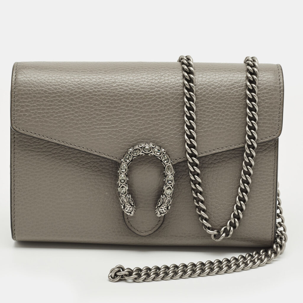 Gucci Grey Leather Mini Crystal Dionysus Shoulder Bag Gucci Grey Leather Mini Crystal Dionysus Shoulder Bag