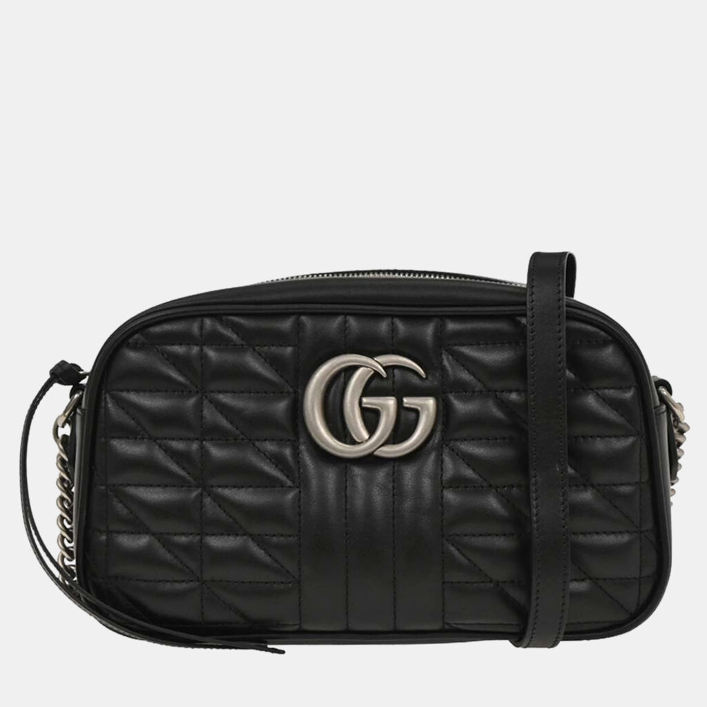 luxury-women-gucci-used-handbags-p1217893-010-1.jpg Gucci Black GG Marmont Small Camera Bag