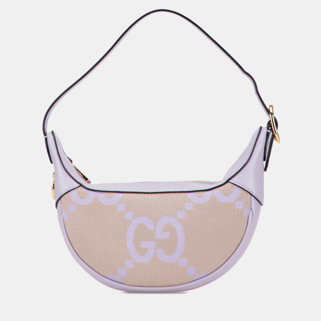 Gucci Beige/Purple Mini Jumbo GG Canvas Ophidia Shoulder Bag Gucci Beige/Purple Mini Jumbo GG Canvas Ophidia Shoulder Bag