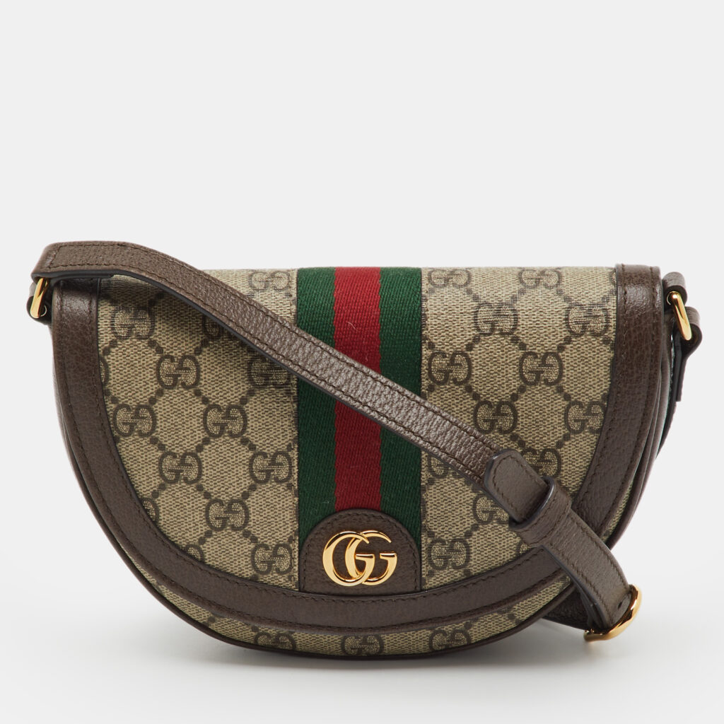 Gucci Beige/Brown GG Supreme Canvas and Leather Mini Ophidia Shoulder Bag Gucci Beige/Brown GG Supreme Canvas and Leather Mini Ophidia Shoulder Bag