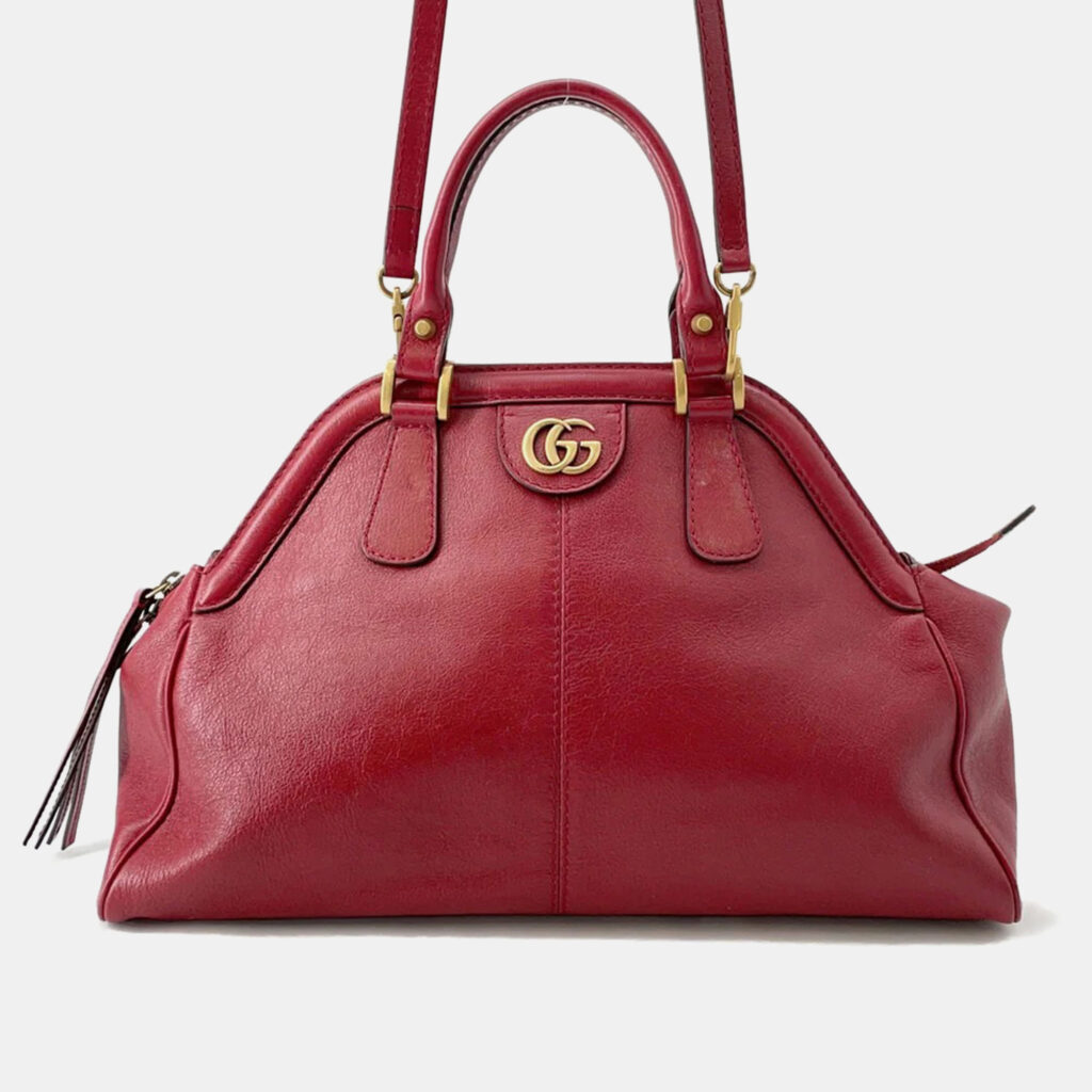Gucci Liber Top Handle Bag Red Leather Size Medium