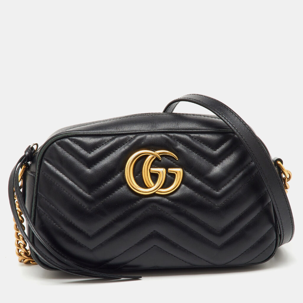 Gucci Black Matelassé Leather Small GG Marmont Camera Bag Gucci Black Matelassé Leather Small GG Marmont Camera Bag