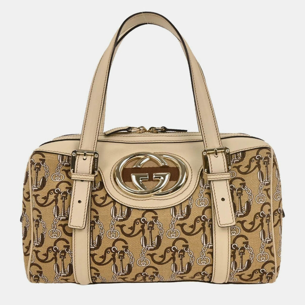 Gucci Beige Canvas Interlocking Handbag Gucci Beige Canvas Interlocking Handbag
