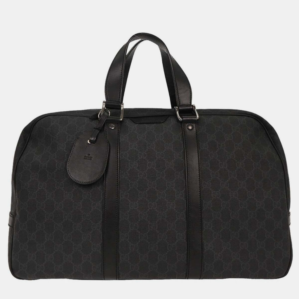 Gucci Black Coated Canvas Leather GG Handbag Gucci Black Coated Canvas Leather GG Handbag