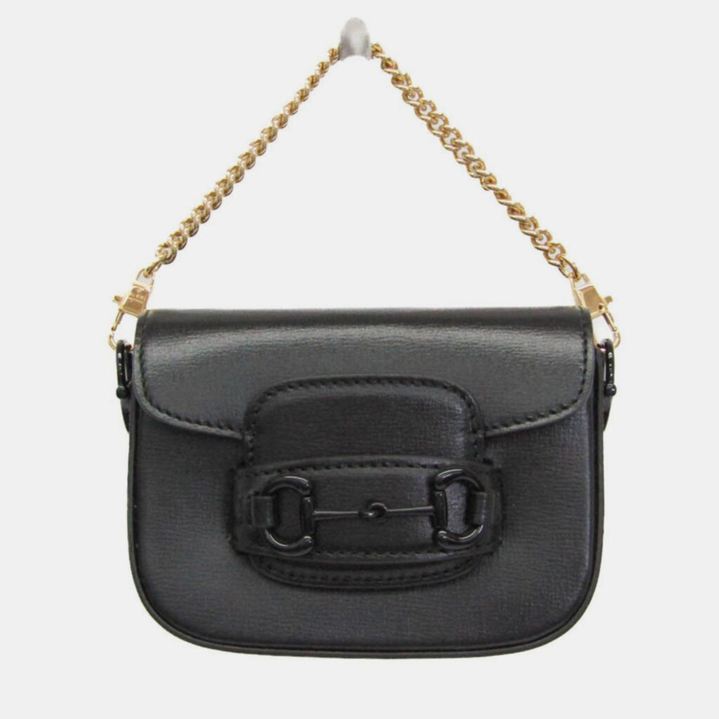 Gucci Horsebit 1955 Mini Bag Leather Pouch Shoulder Bag Black