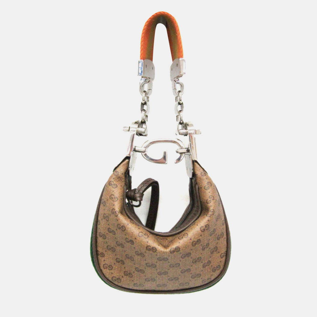 Gucci Mini Pouch Coated Canvas Leather Handbag Shoulder Bag Beige