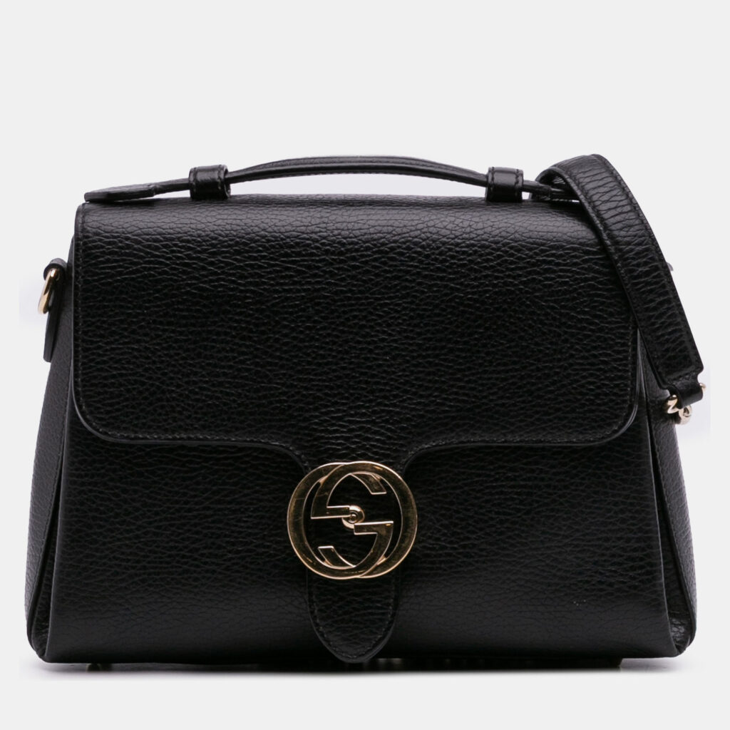 Gucci Black Small Dollar Calf Interlocking G Satchel