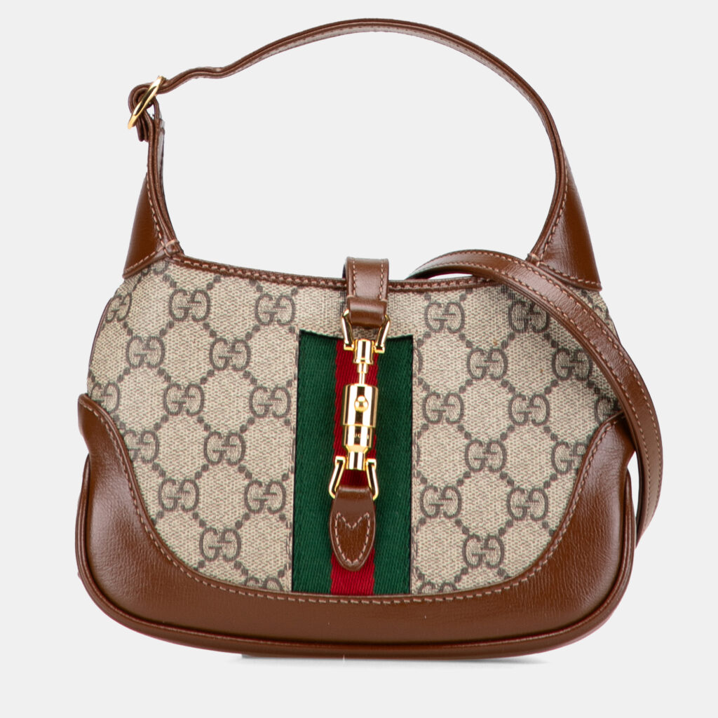 Gucci Brown Mini GG Supreme Web Jackie 1961 Crossbody Gucci Brown Mini GG Supreme Web Jackie 1961 Crossbody