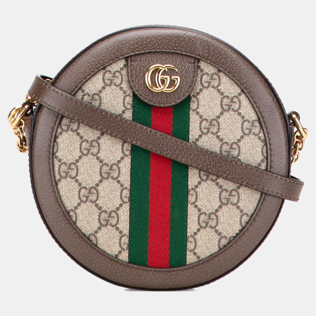 Gucci Beige/Brown Mini GG Supreme Round Ophidia Crossbody Gucci Beige/Brown Mini GG Supreme Round Ophidia Crossbody