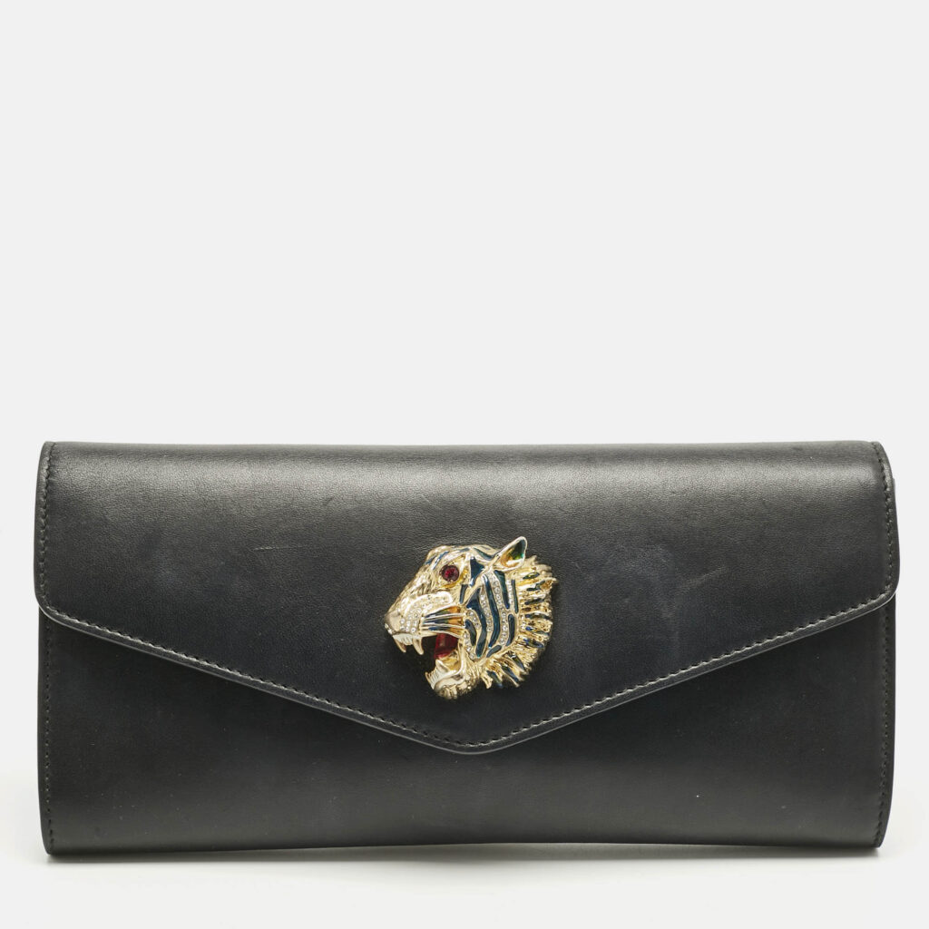 Gucci Black Leather Raja Broadway Clutch