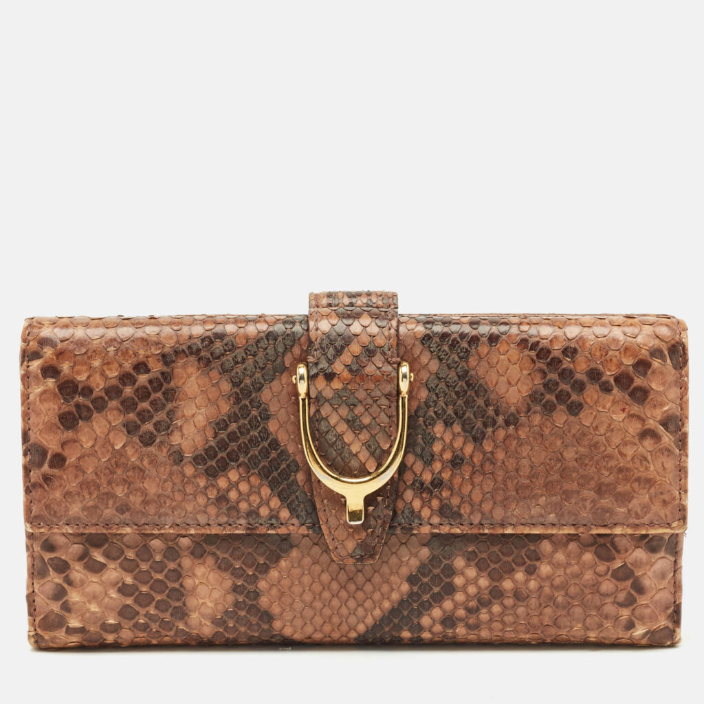 Gucci Beige Python Spur Flap Continental Wallet Gucci Beige Python Spur Flap Continental Wallet