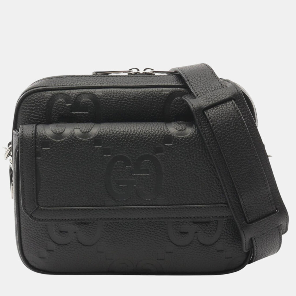 luxury-women-gucci-used-handbags-p1224838-002-1.jpg Gucci Black Small Jumbo GG Embossed Leather Crossbody