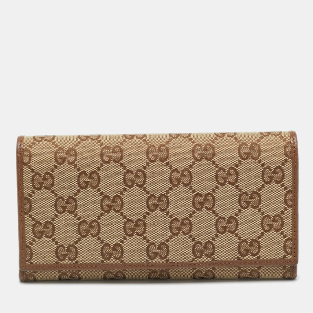 Gucci Beige GG Canvas Flap Continental Wallet