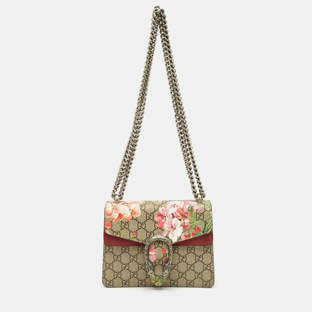 Gucci Old Rose/Beige GG Supreme Canvas Mini Blooms Dionysus Shoulder Bag Gucci Old Rose/Beige GG Supreme Canvas Mini Blooms Dionysus Shoulder Bag