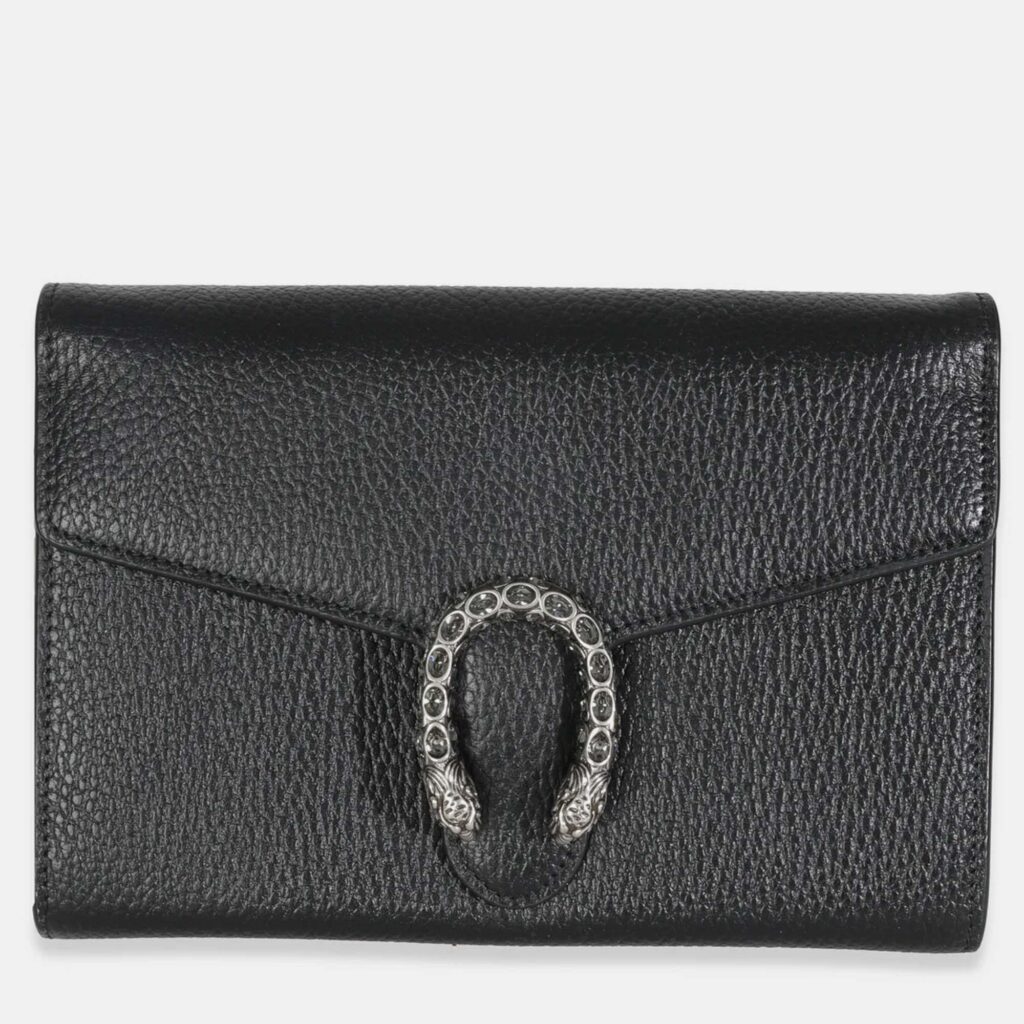 Gucci Black Dollar Calfskin Dionysus Chain Wallet
