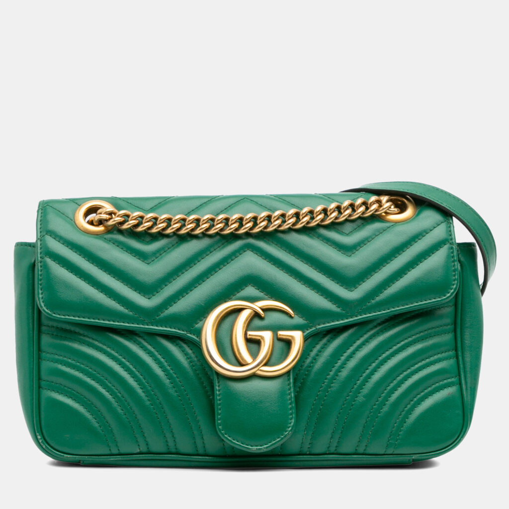 Gucci Green Medium GG Marmont Matelasse Leather Shoulder Bag Gucci Green Medium GG Marmont Matelasse Leather Shoulder Bag