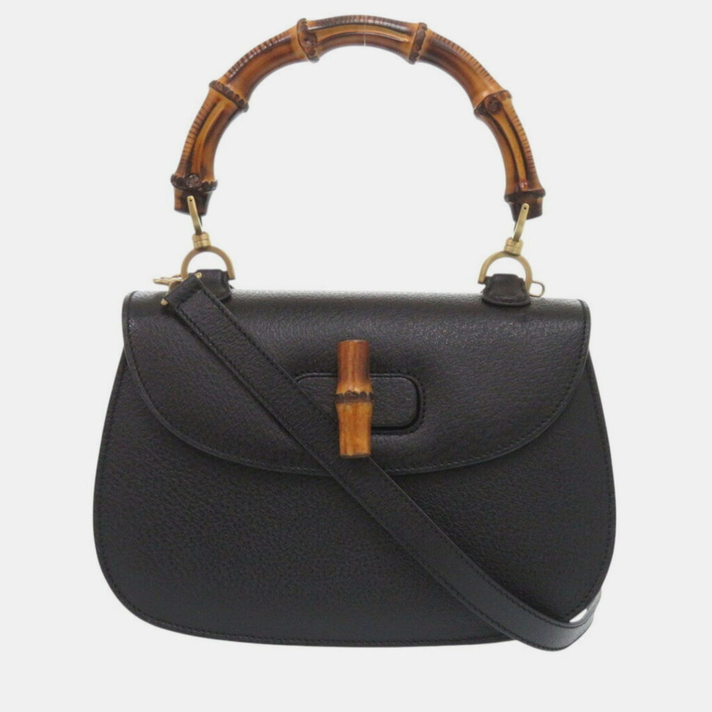 Gucci Bamboo Leather Black Handbag Gucci Bamboo Leather Black Handbag