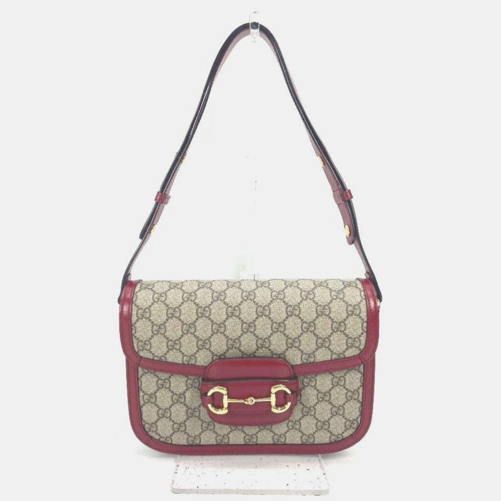 Gucci Gg Supreme Horsebit 1955 Shoulder Bag Beige Canvas/Leather