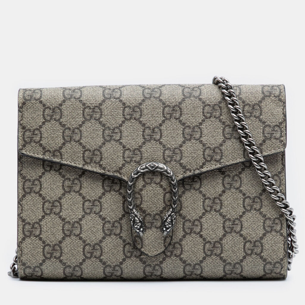 Gucci Brown GG Supreme Dionysus Chain Wallet Gucci Brown GG Supreme Dionysus Chain Wallet