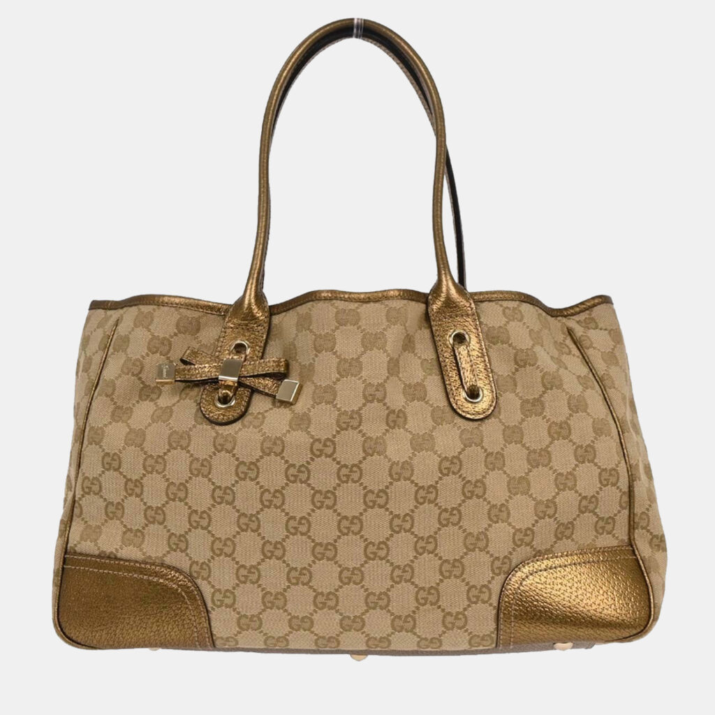 Gucci Beige Gold GG Tote Bag Gucci Beige Gold GG Tote Bag