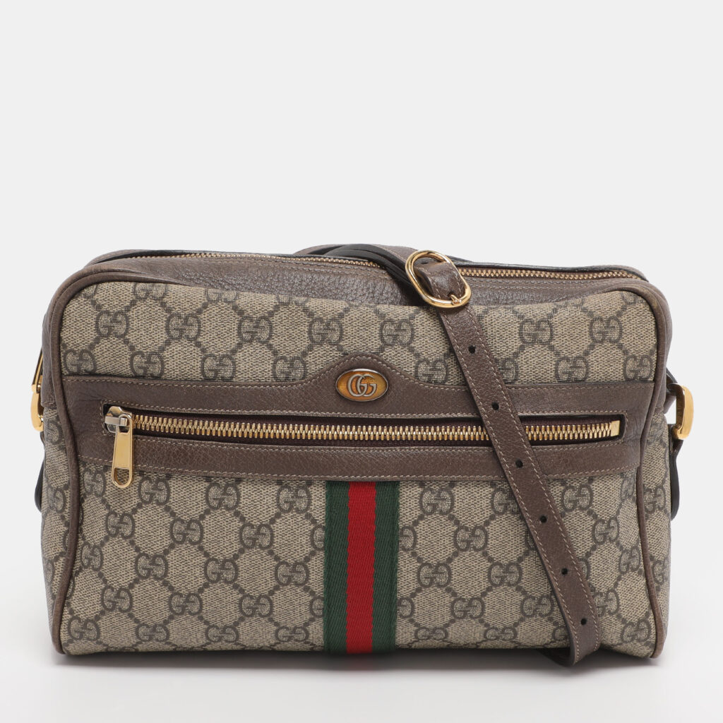 Gucci Beige/Brown GG Supreme Canvas and Leather Small Ophidia Crossbody Bag Gucci Beige/Brown GG Supreme Canvas and Leather Small Ophidia Crossbody Bag