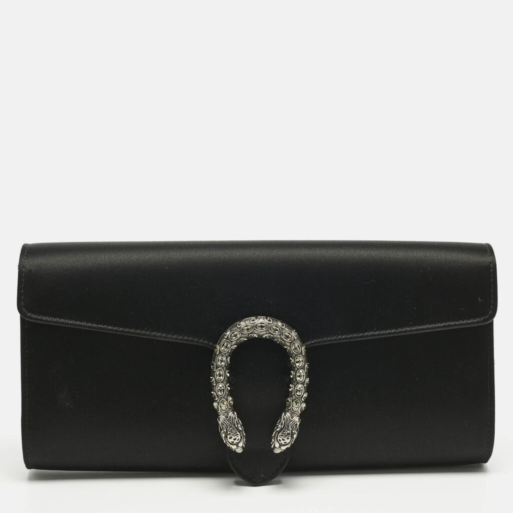 Gucci Black Satin Dionysus Crystals Clutch Gucci Black Satin Dionysus Crystals Clutch