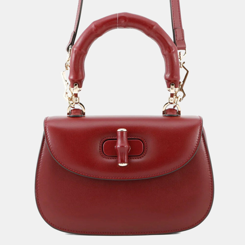 Gucci Bamboo 1947 Top Handle Bag Rosso Ancora Red Leather Size Small Gucci Bamboo 1947 Top Handle Bag Rosso Ancora Red Leather Size Small