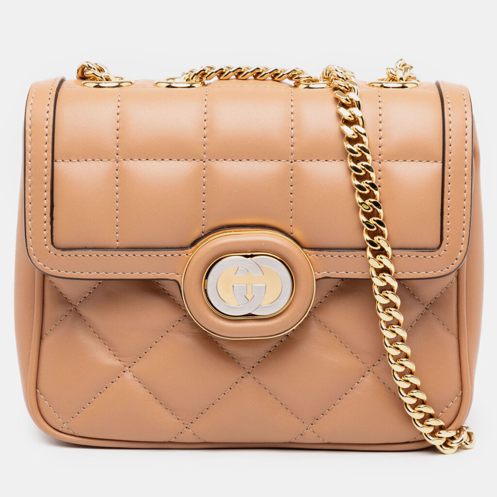 Gucci Brown Mini Leather Deco Chain Shoulder Bag
