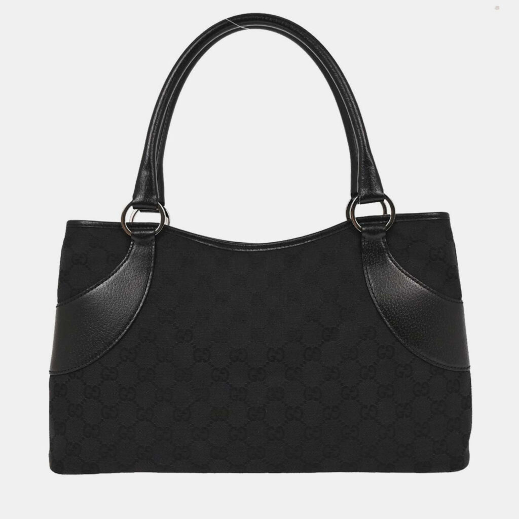 Gucci Black Canvas GG Tote Handbag Gucci Black Canvas GG Tote Handbag