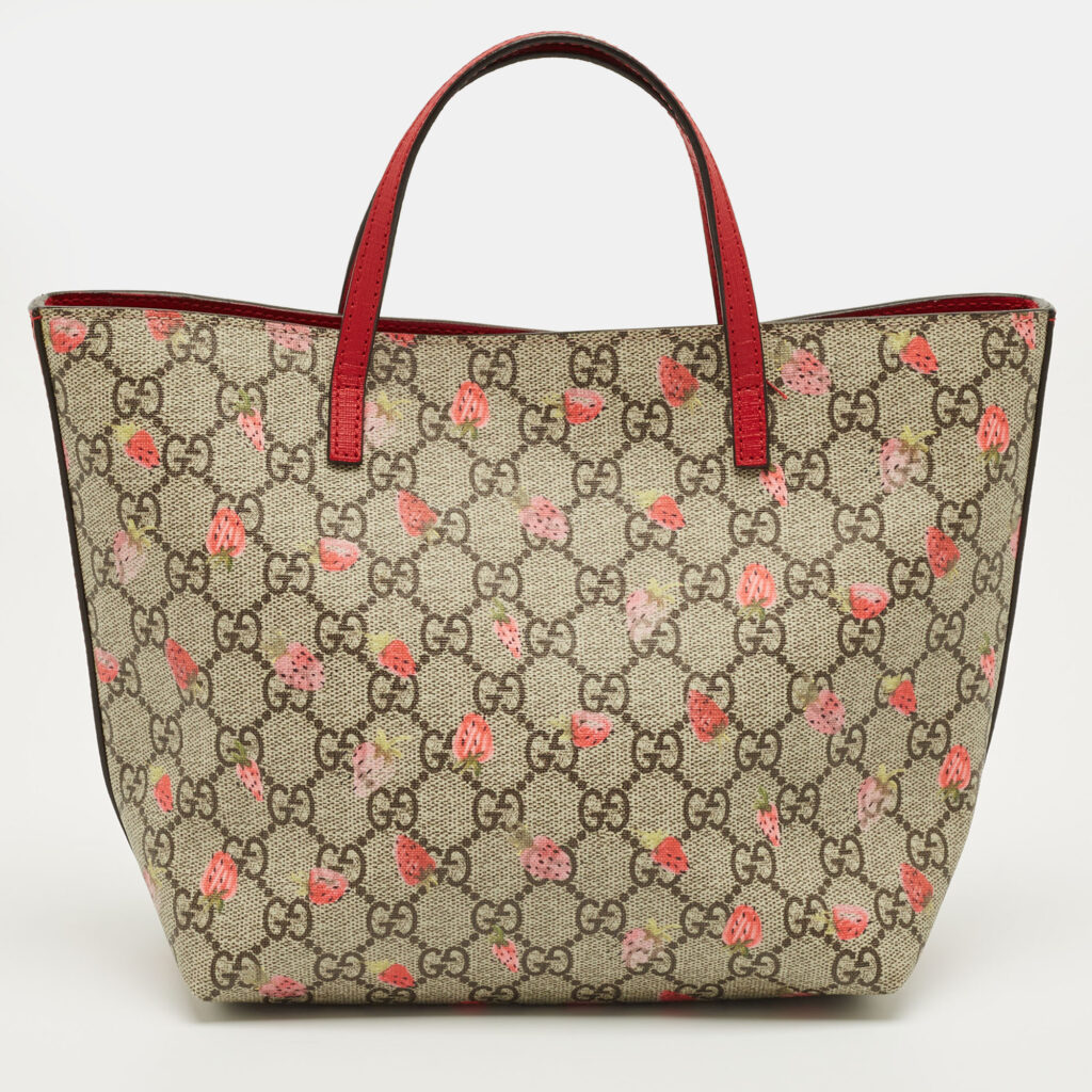 Gucci Red/Beige GG Supreme Canvas and Leather Girl's Ladybug Tote Gucci Red/Beige GG Supreme Canvas and Leather Girl's Ladybug Tote