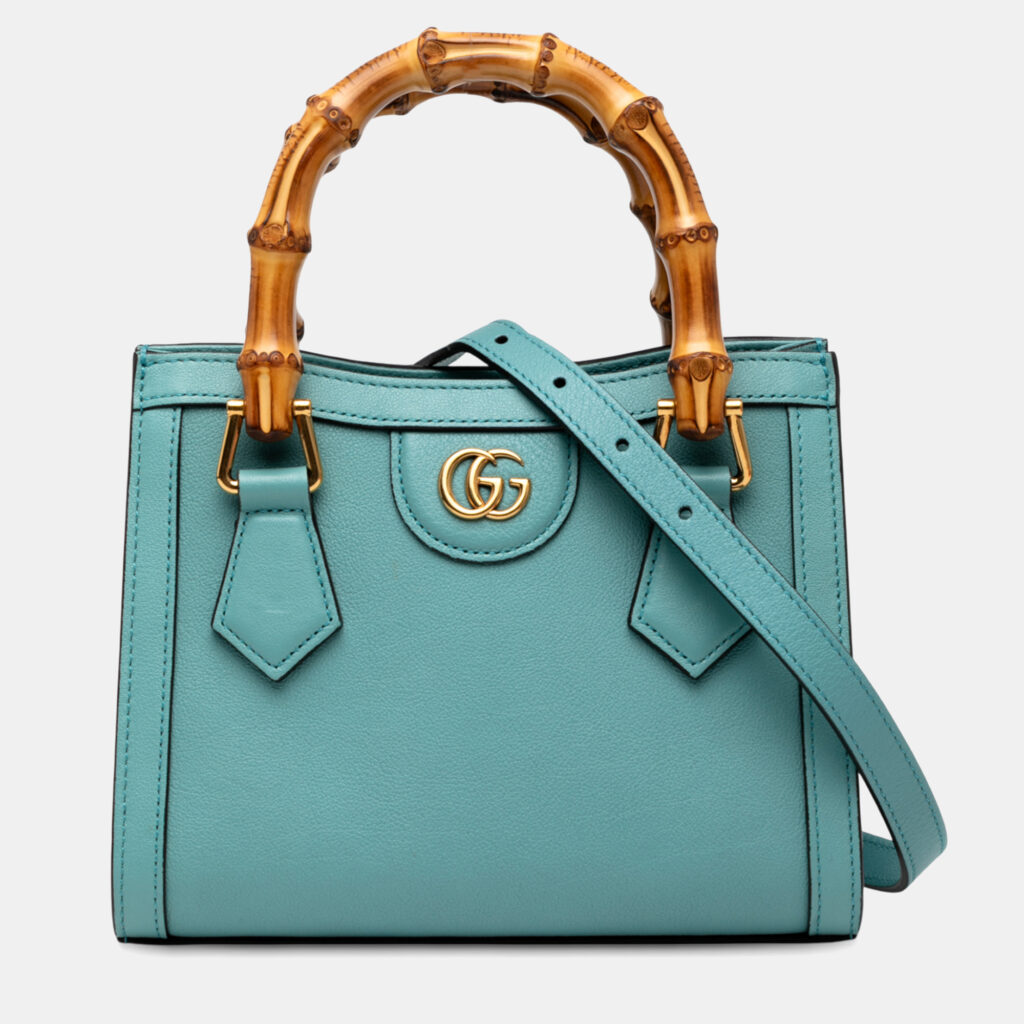 Gucci Blue Mini Calfskin Bamboo Diana Satchel Gucci Blue Mini Calfskin Bamboo Diana Satchel