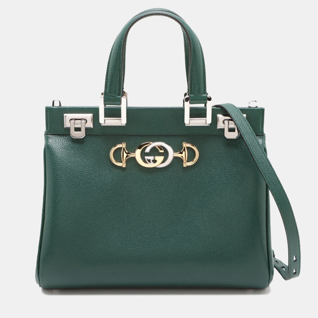 Gucci Green Small Grained Calfskin Zumi Top Handle Bag Gucci Green Small Grained Calfskin Zumi Top Handle Bag