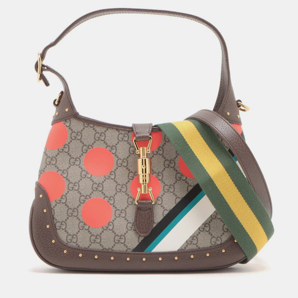 Gucci Brown Small GG Supreme Polka Dot Jackie 1961 Satchel Gucci Brown Small GG Supreme Polka Dot Jackie 1961 Satchel