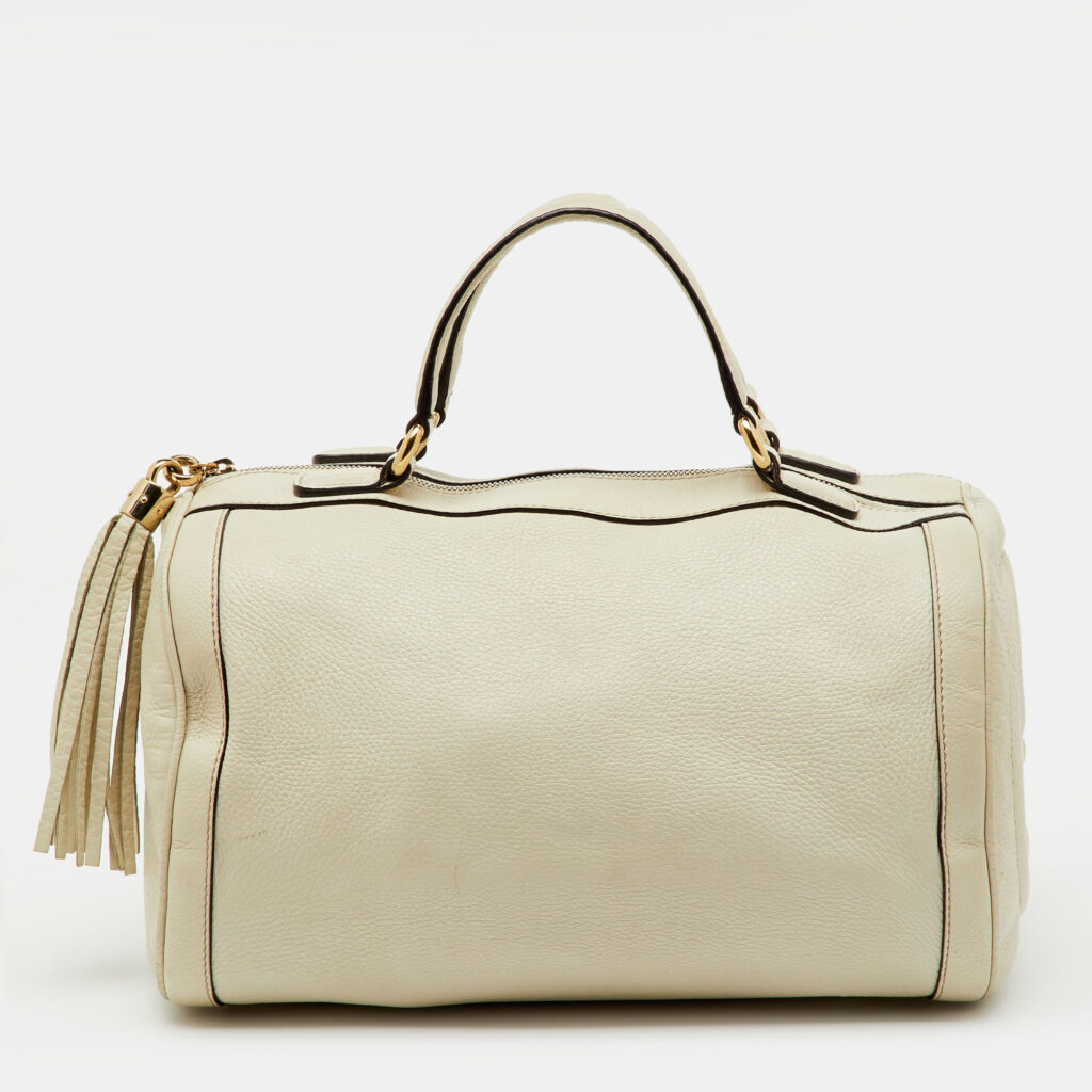 Gucci Off White Leather Soho Boston Bag