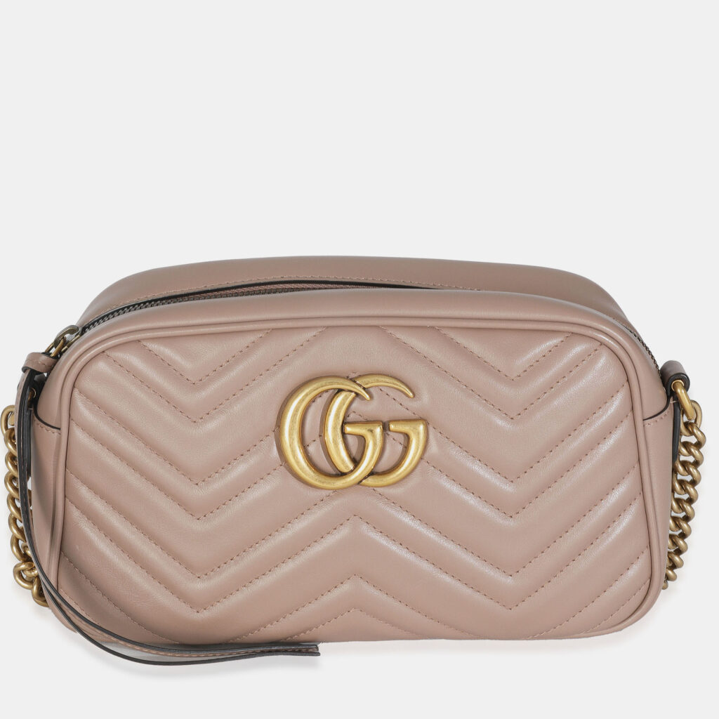 Gucci Dusty Pink Matelasse Calfskin Small GG Marmont Camera Bag