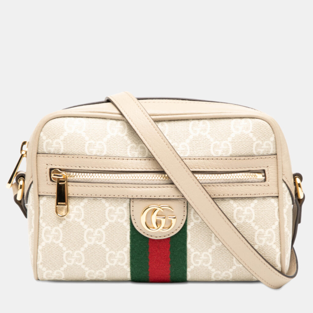 Gucci Brown Mini GG Supreme Web Ophidia Crossbody