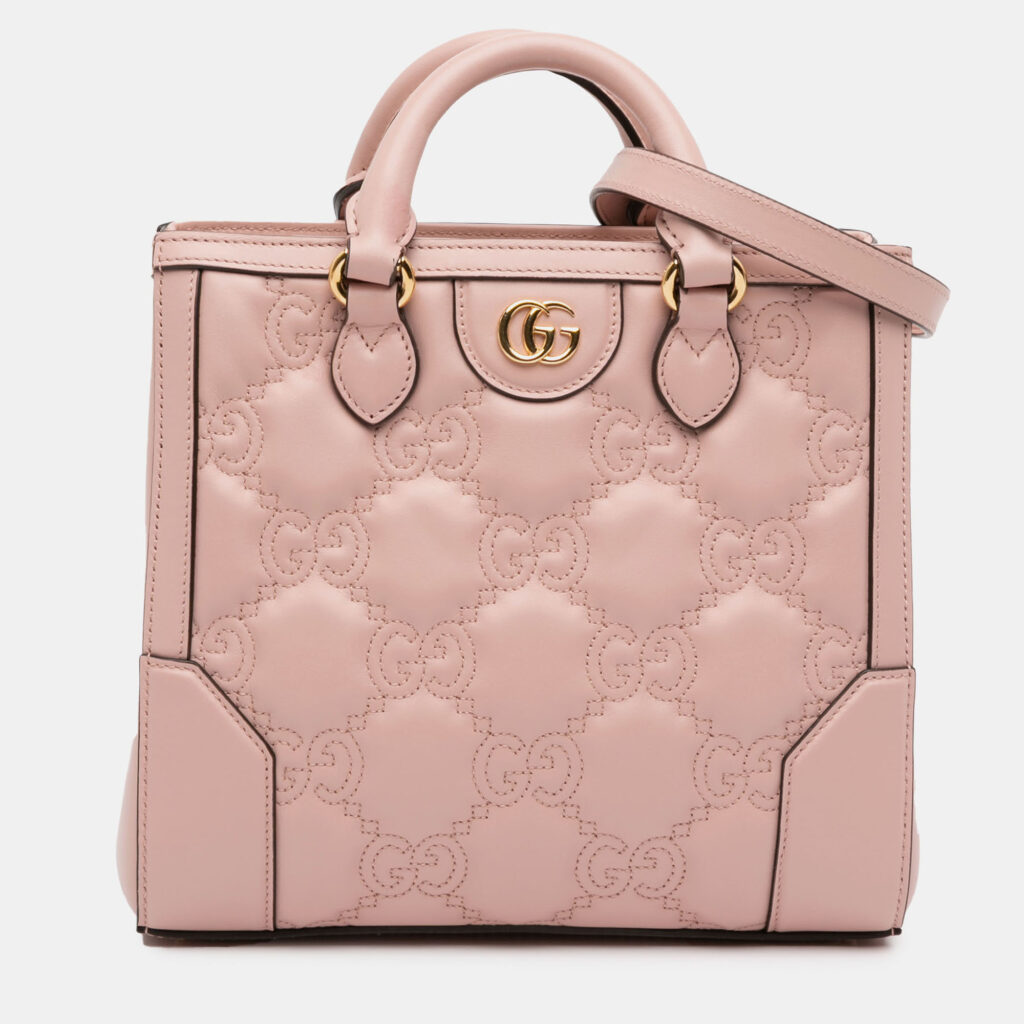 Gucci Pink Mini GG Matelasse Leather Top Handle Bag