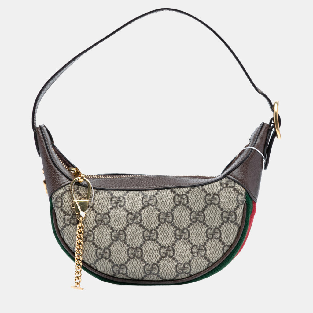 Gucci Brown Mini GG Supreme Web Ophidia Shoulder Bag