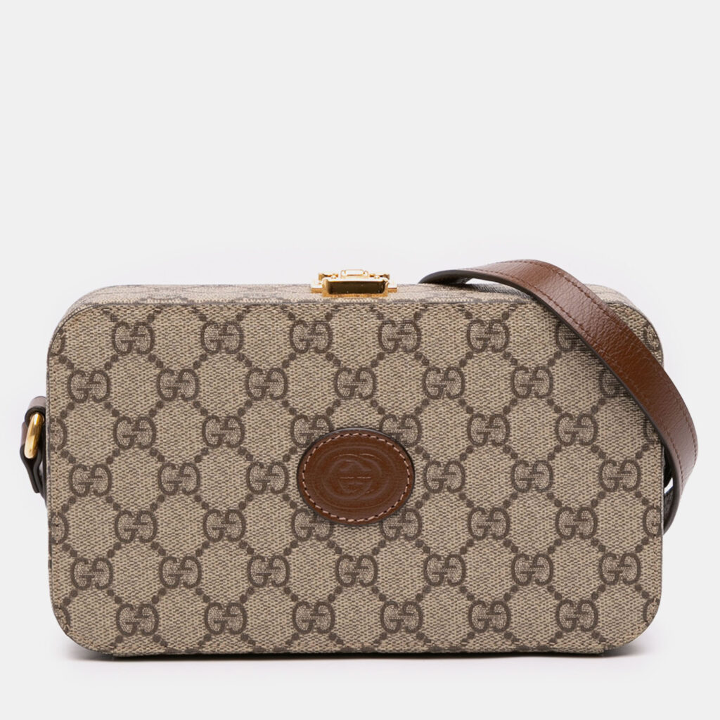 Gucci Beige Brown GG Supreme Interlocking G Crossbody Gucci Beige Brown GG Supreme Interlocking G Crossbody