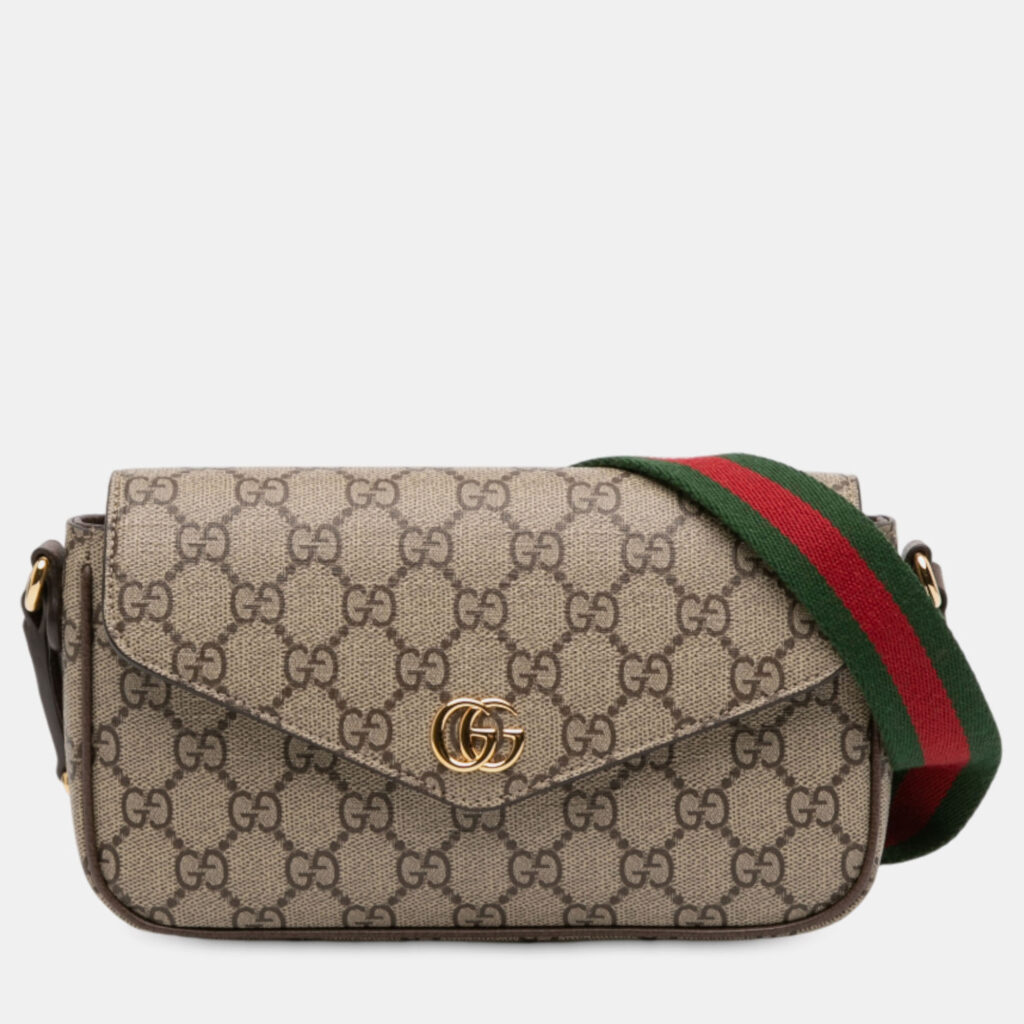 Gucci Brown GG Supreme Ophidia Pochette Crossbody Gucci Brown GG Supreme Ophidia Pochette Crossbody