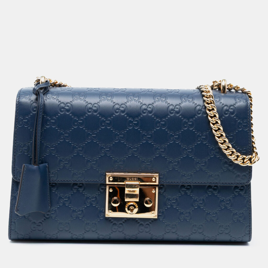 Gucci Blue Medium Guccissima Padlock Shoulder Bag Gucci Blue Medium Guccissima Padlock Shoulder Bag