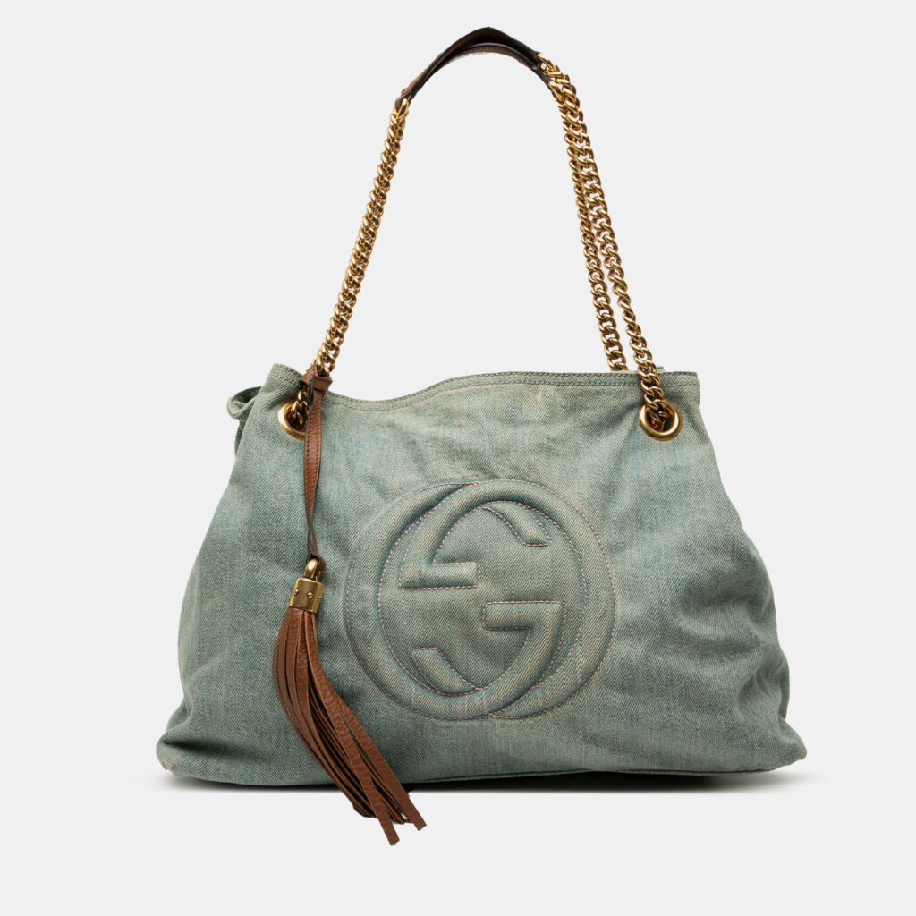 Gucci Soho Medium Blue Denim Tote Bag Gucci Soho Medium Blue Denim Tote Bag