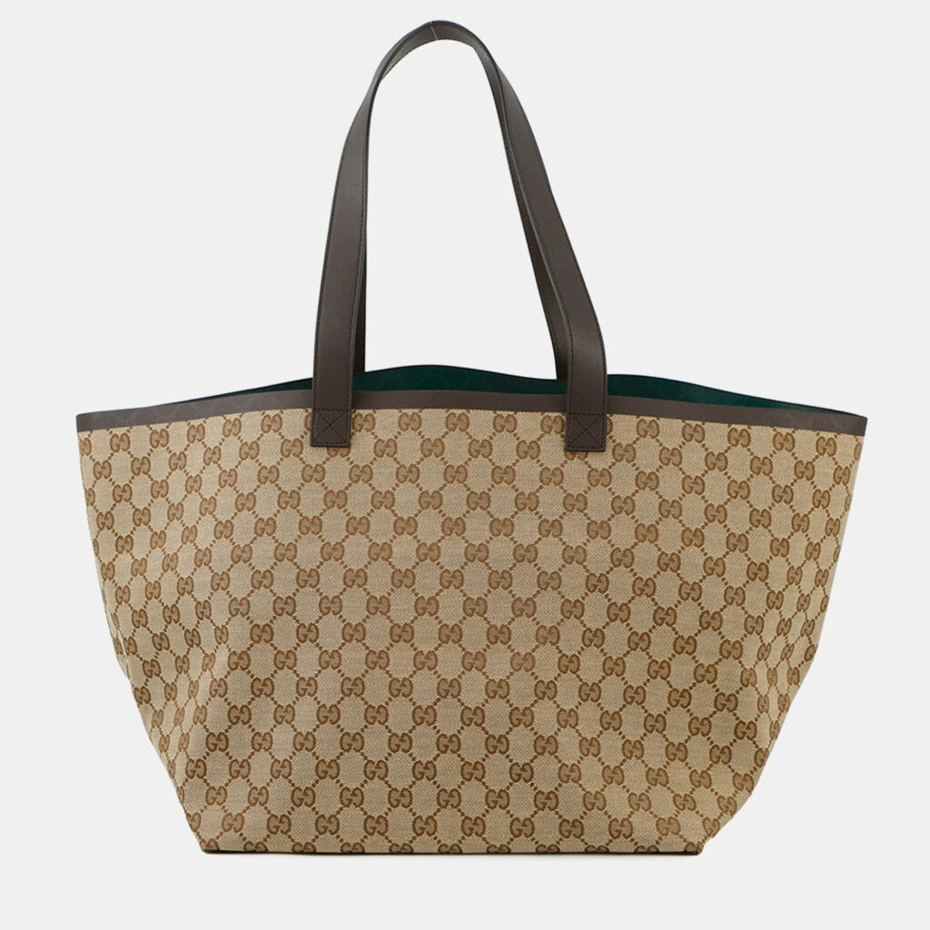 Gucci GG Canvas Tortissima Tote Bag Beige Canvas Leather Gucci GG Canvas Tortissima Tote Bag Beige Canvas Leather